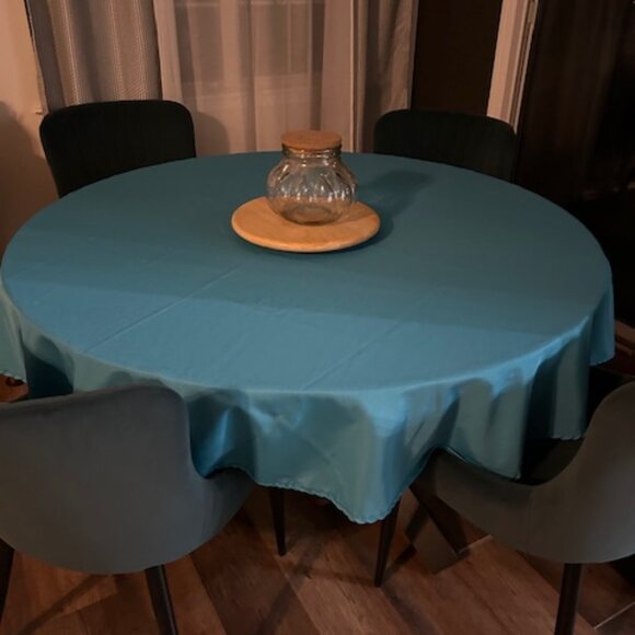 66 inches diameter Round Tablecloth - Blue - Picture 1 of 2